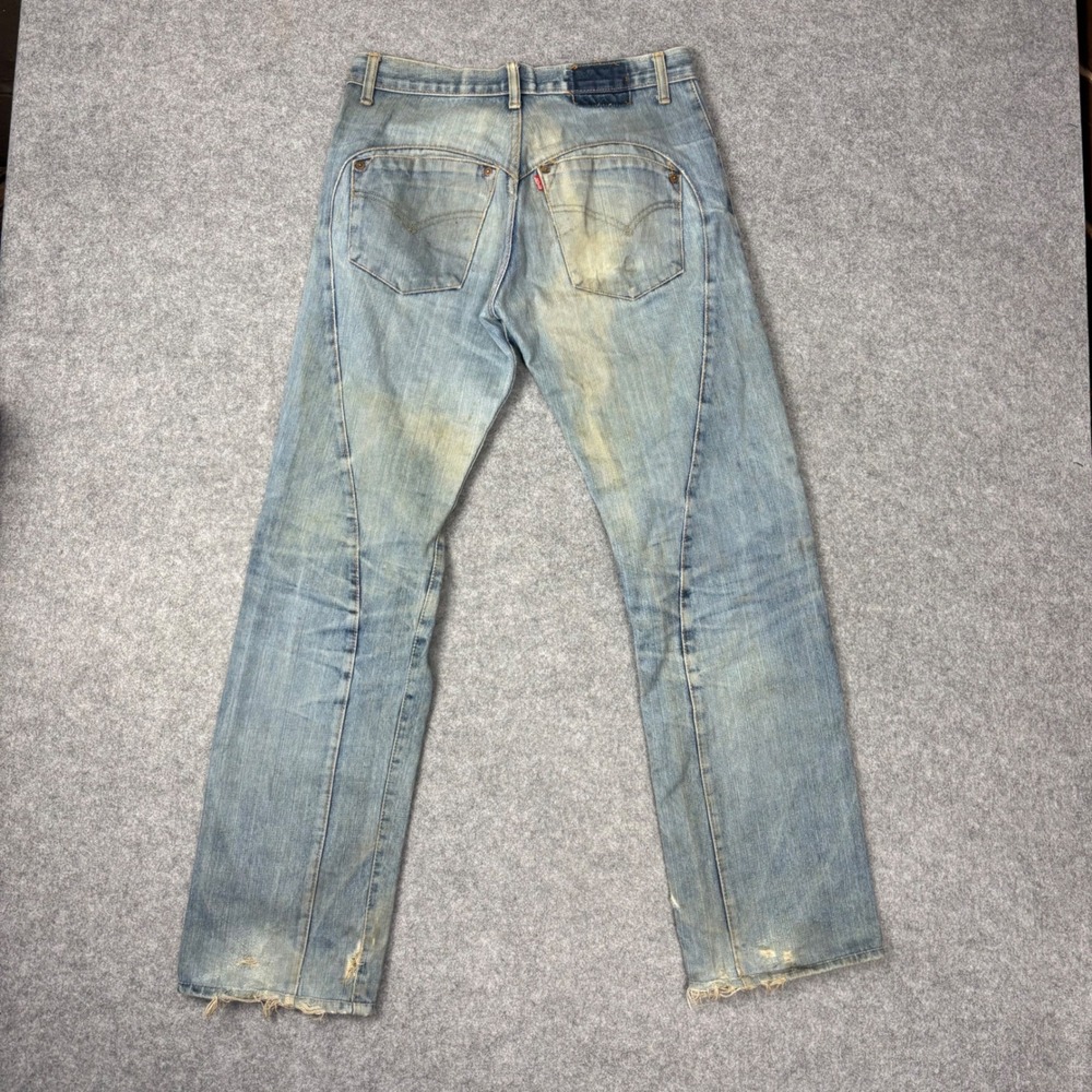 Levis Engineered Jeans M 31x31 Light Wash Selvedge Denim Twisted Seam Distressed